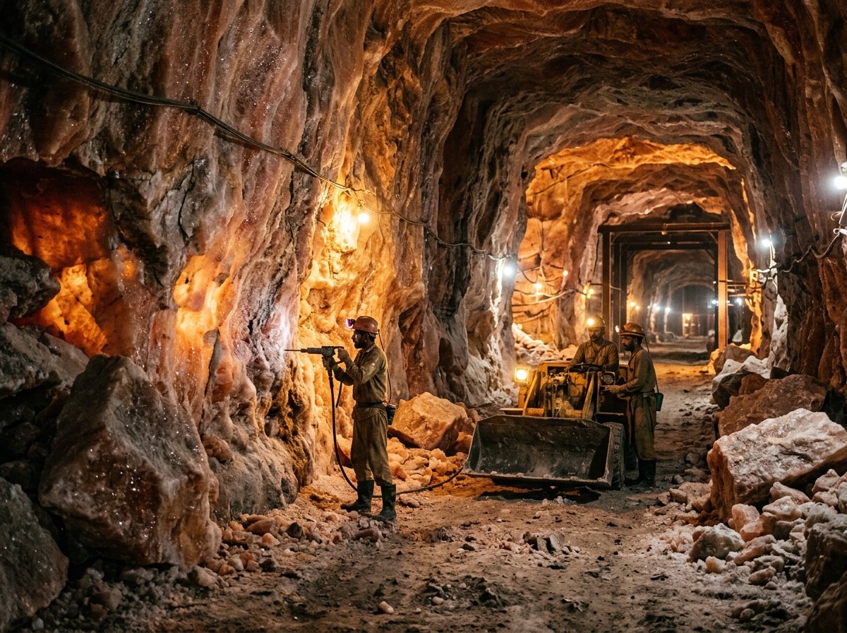 The Historic Khewra Salt Mine Pakistan - Translucent Pink Rock Extraction