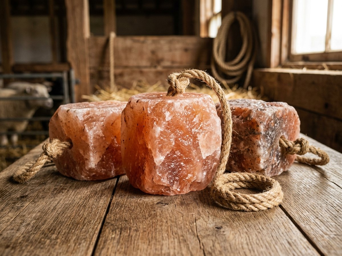 Pure Himalayan pink salt animal lick blocks with thick organic hanging rope